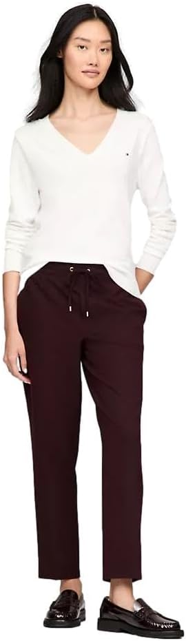 Женский легкий свитер Tommy Hilfiger Classic Fit с V-образным вырезом, The Milky Way. — фото 2