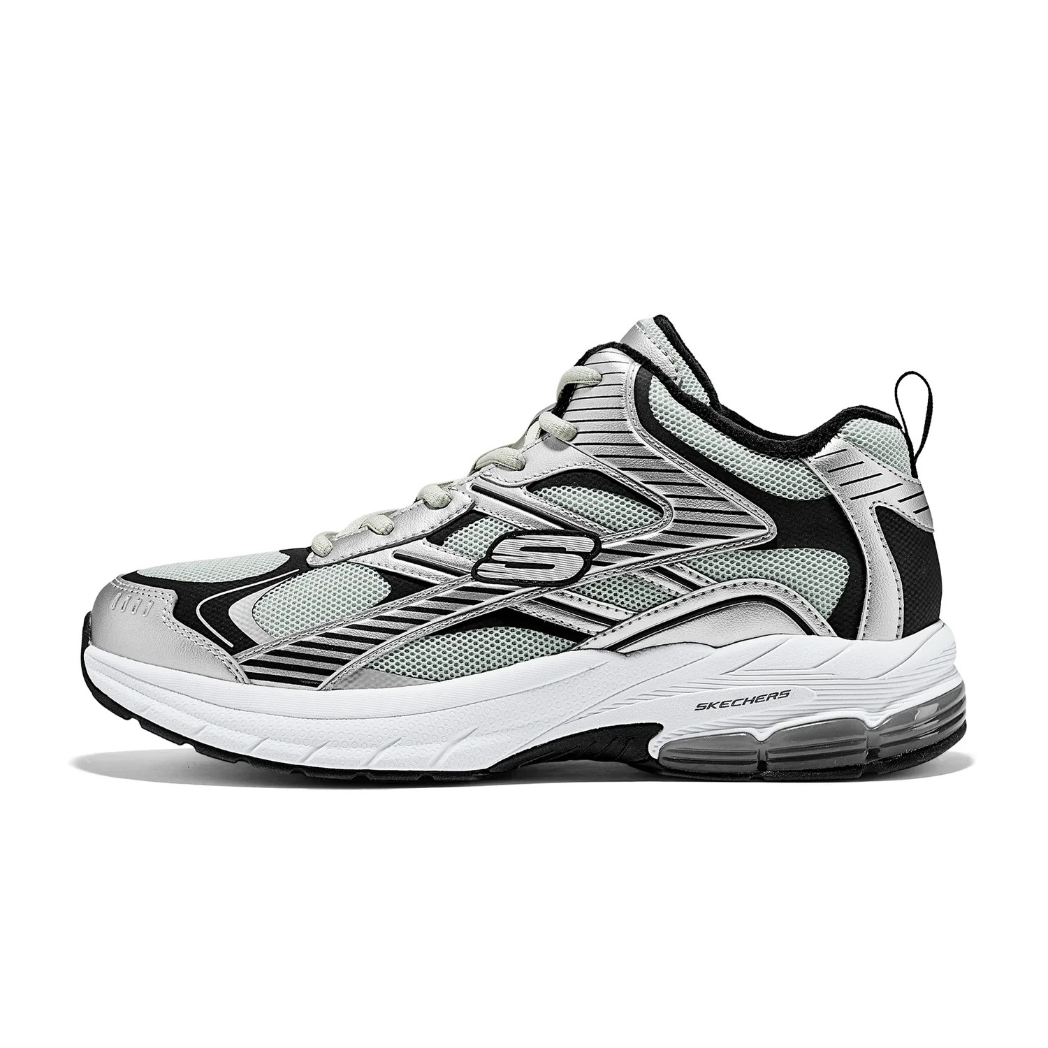 Skechers Мужские кроссовки мид-топ casual черные серебристые износостойкие — фото 3