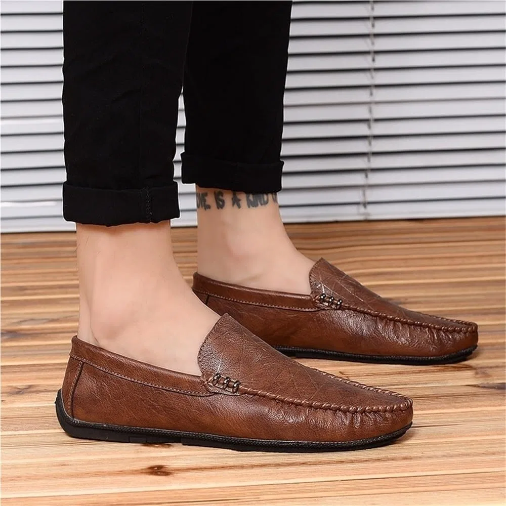 Мокасины мужские Loafers Slip-on Round Toe Anti-Slip Flexible Classic Driving Moccasins Casual Shoes, коричневый DHFIRUFSHLO — фото 2