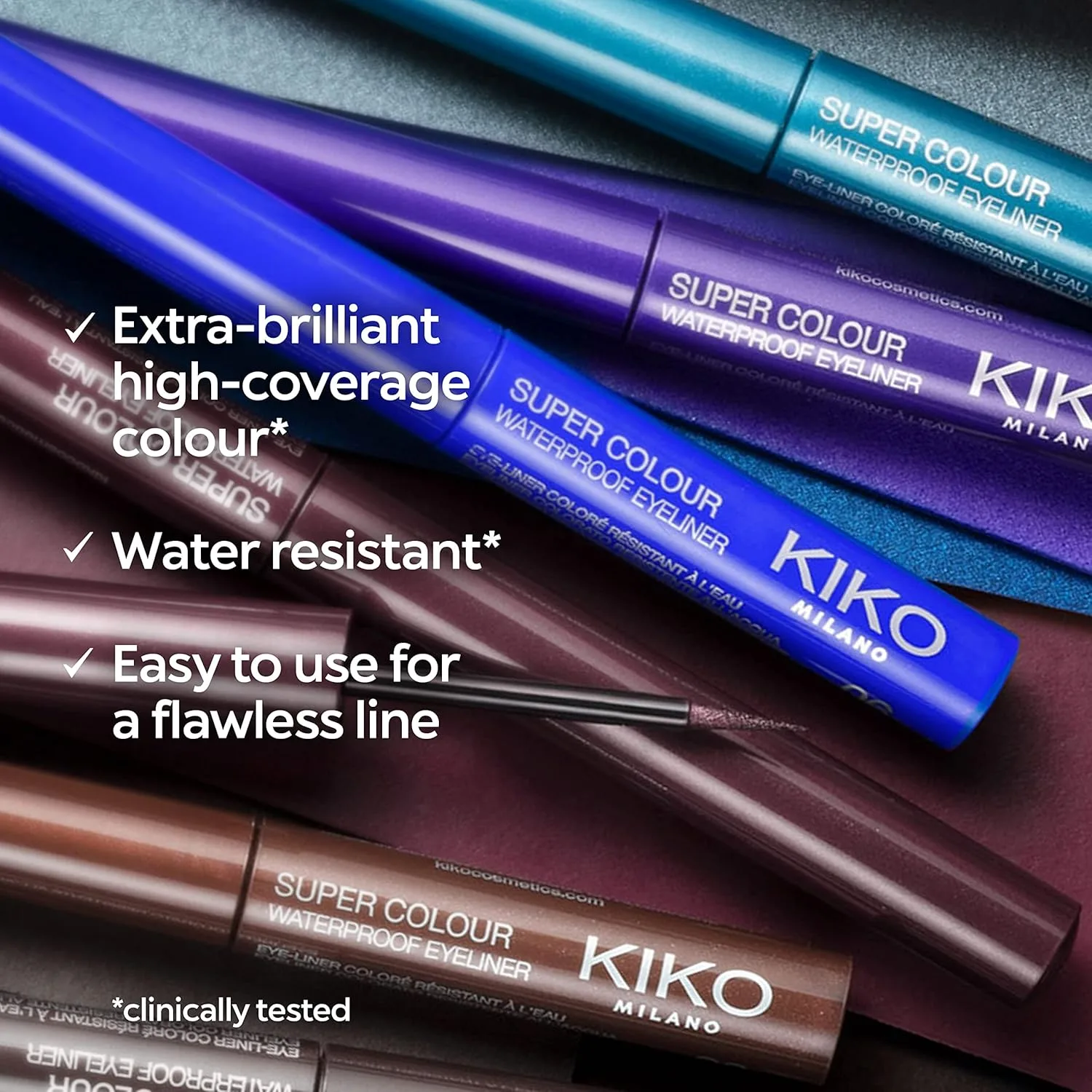 Водостойкая подводка для глаз KIKO Milano Super Colour | Высокая степень покрытия и водостойкость, 05 Violet — фото 4
