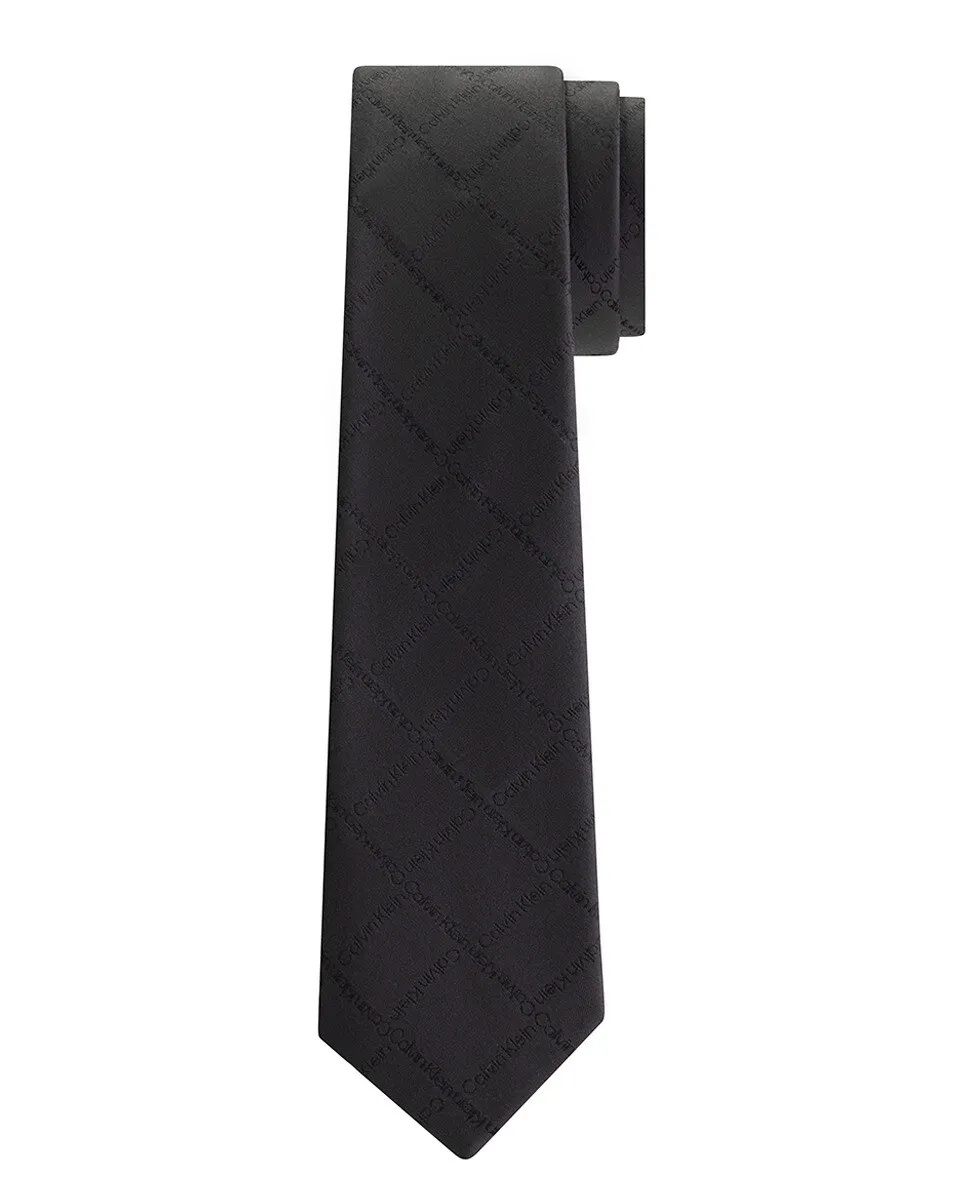 

Шелковый галстук с логотипом Calvin Klein, черный