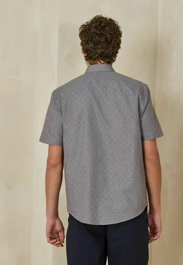 Рубашка Next, Regular fit smart clipped print short sleeve shirt, нейтральный коричневый