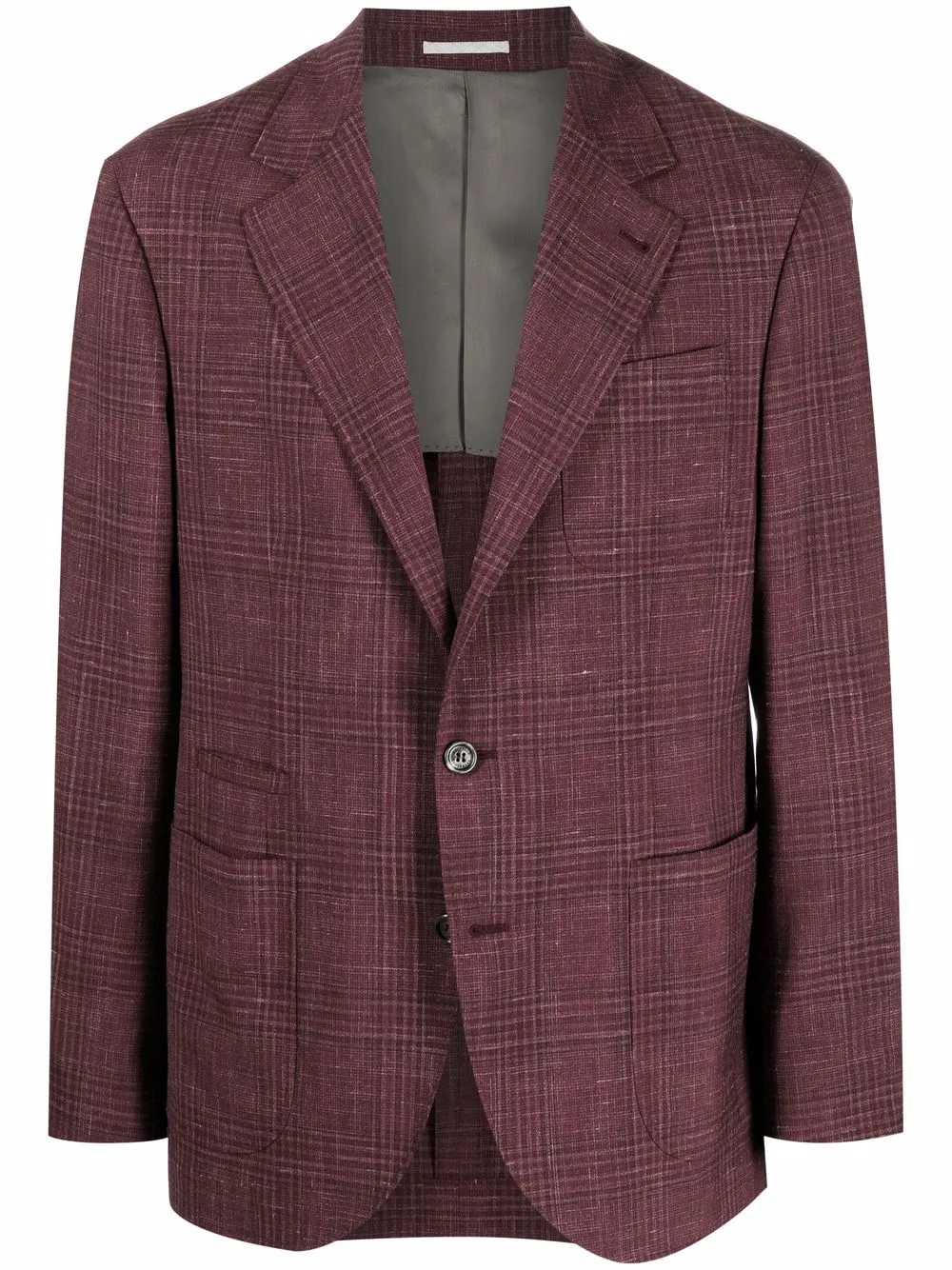 

Однобортный пиджак в клетку Brunello Cucinelli, красный