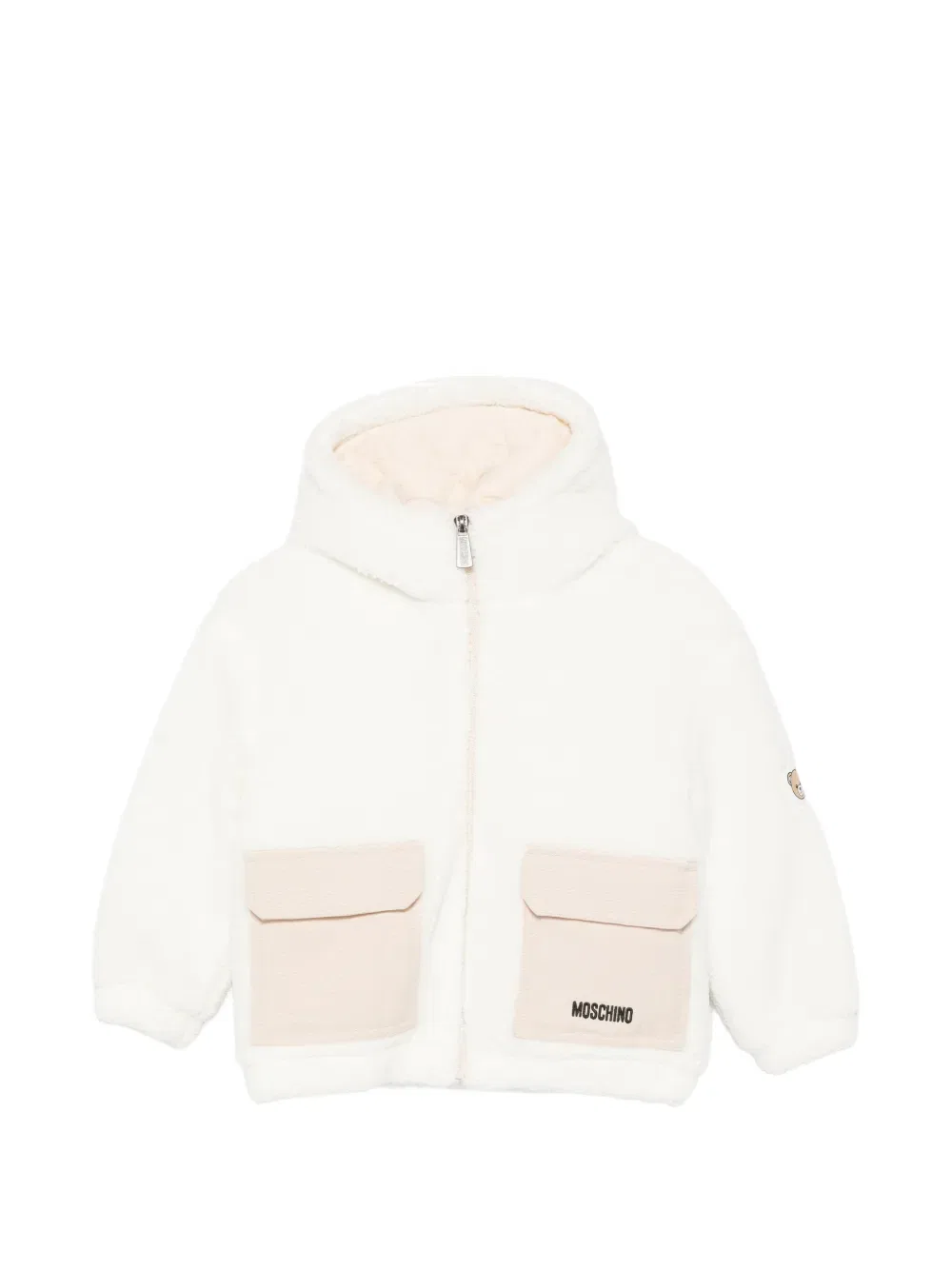Куртка с капюшоном и вышитым логотипом Moschino Kids, белый