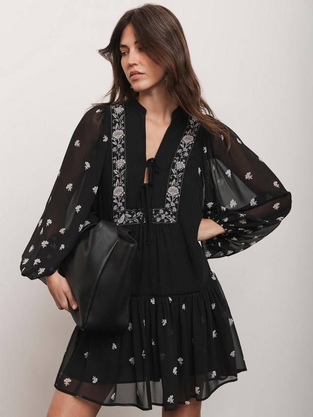 

Мини-платье с цветочной каймой Mint Velvet, Black