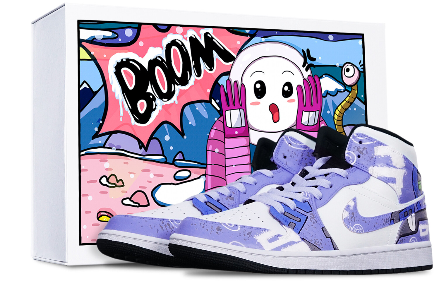 

Кроссовки Air JORDAN 1 Vintage Basketball Shoes Unisex High-Top White Purple