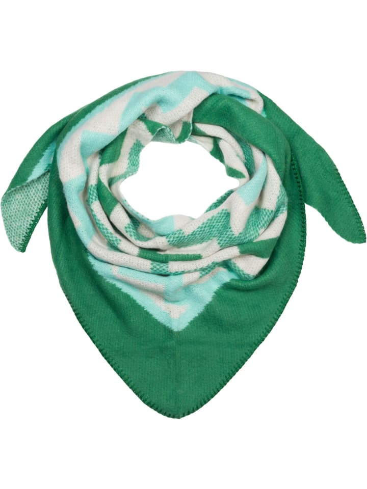 

Треугольный шарф с зигзагообразным узором зеленого и бирюзового цветов styleBREAKER