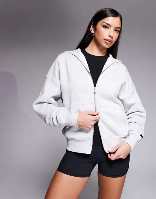 

Светло-серый меланжевый худи на молнии из плотного хлопка плотностью 440 г/кв.м. 4505 Icon Rest Day - LGREY