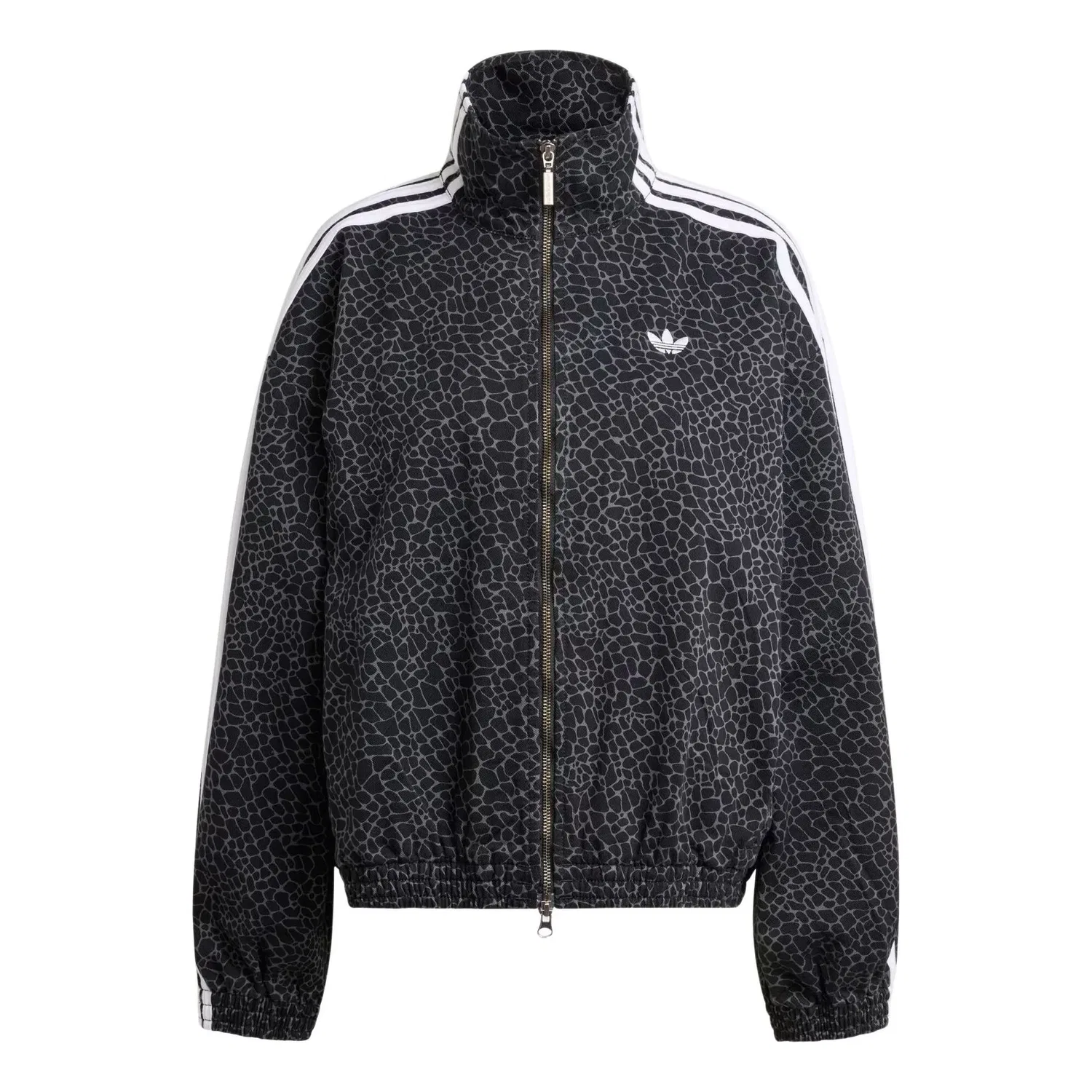 Куртка Adidas Firebird Oversized Aop Denim Jacket 'Black Grey Six' KD8809, черный