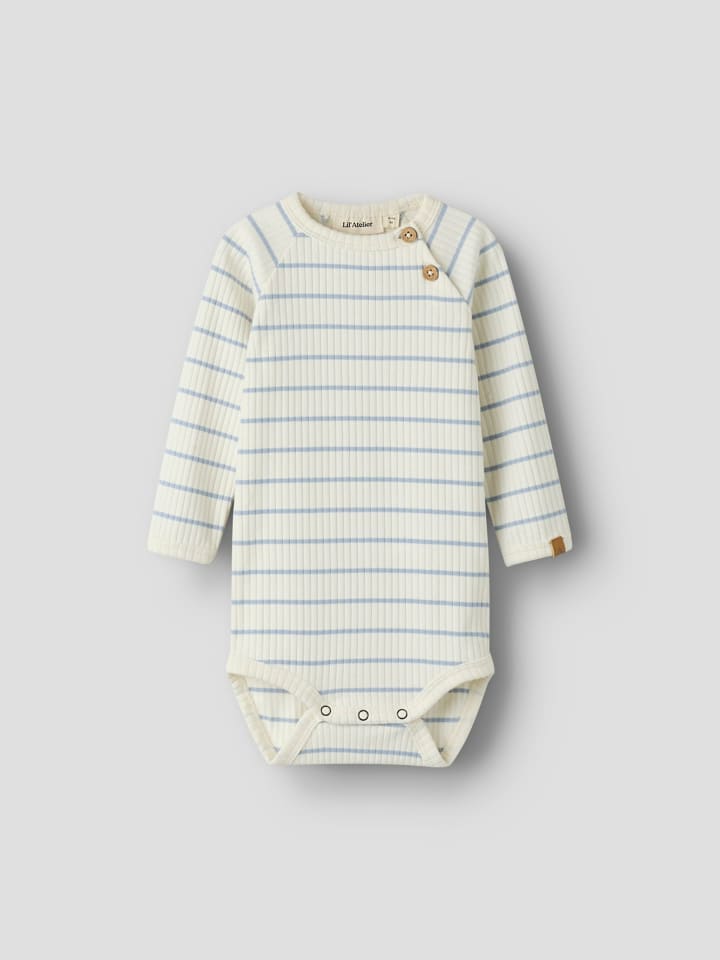 Name it Боди с длинными рукавами NBMKAIL LS SLIM BODY LIL в цвете "кокосовое молоко"/полоски, "дзен-голубой" — фото 3