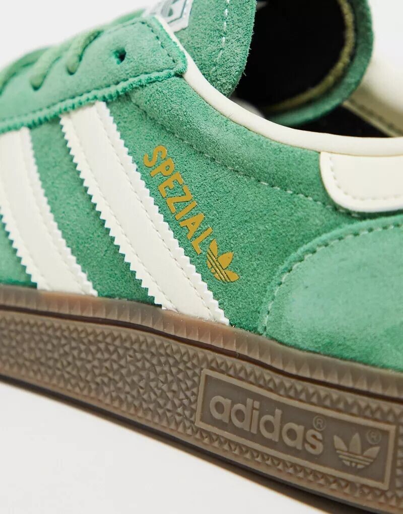 Зелено-белые кроссовки adidas Originals Handball Spezial на резиновой подошве — фото 2