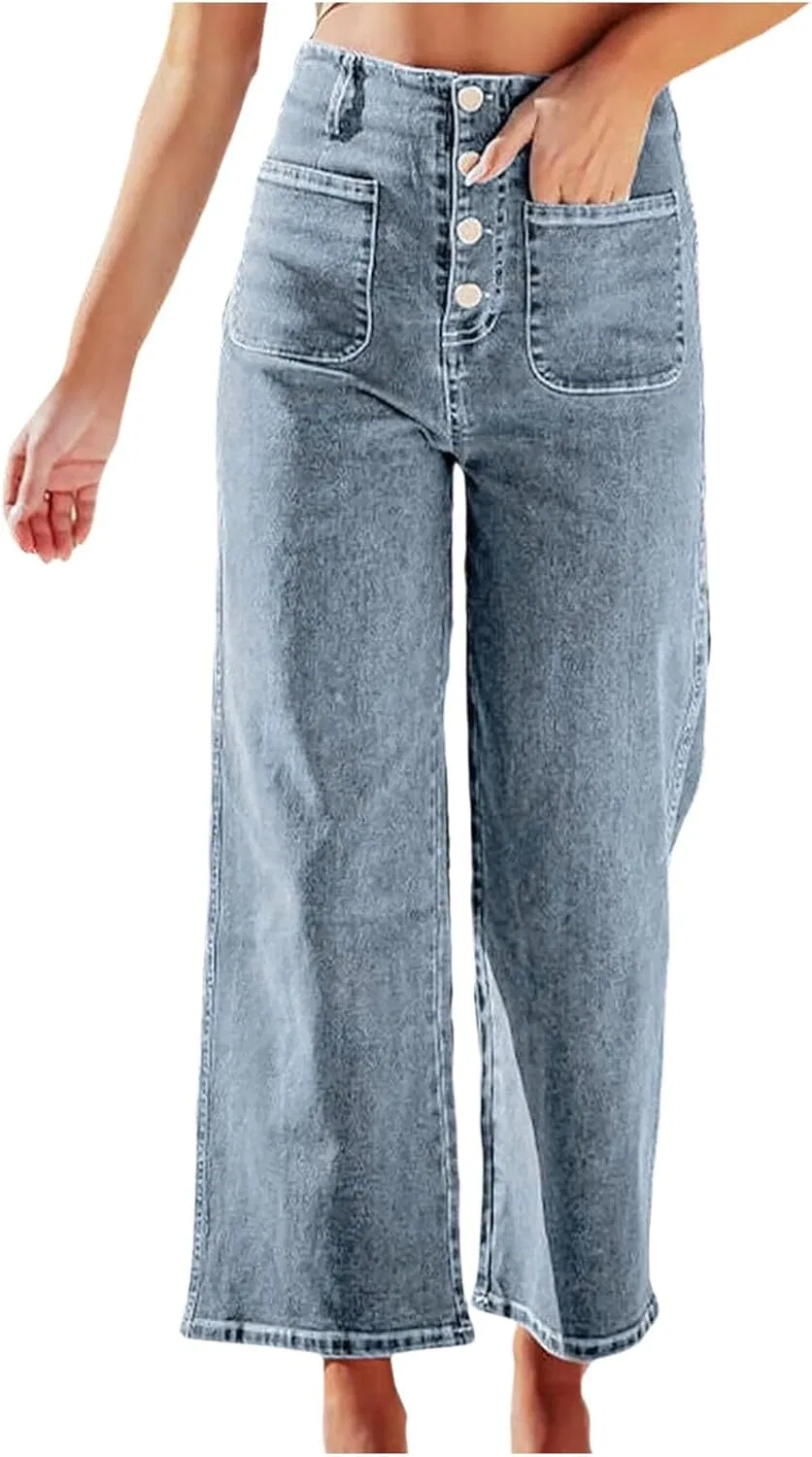 Джинсы женские, широкие, капри, высокая талия, Bu2--run Small Suggest Choose 1-2 Sizes Up