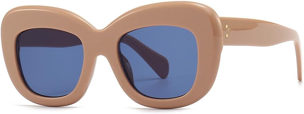 

Модные ретро-солнцезащитные очки большого размера для женщин и мужчин, модель «кошачий глаз», роскошные, с заклепками, модные женские очки с защитой от УФ-излучения UV400 TYUVIVO, Coffee Blue