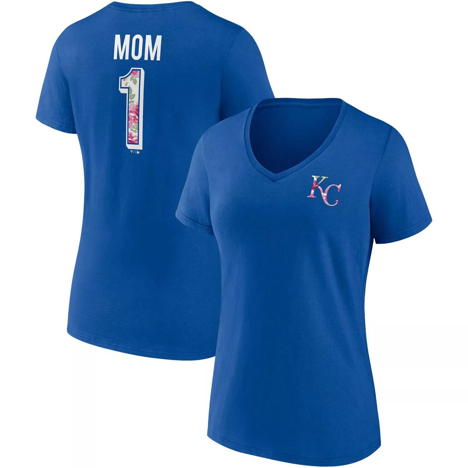 

Женская футболка Fanatics Royal Kansas City Royals Team с v-образным вырезом ко Дню матери Fanatics