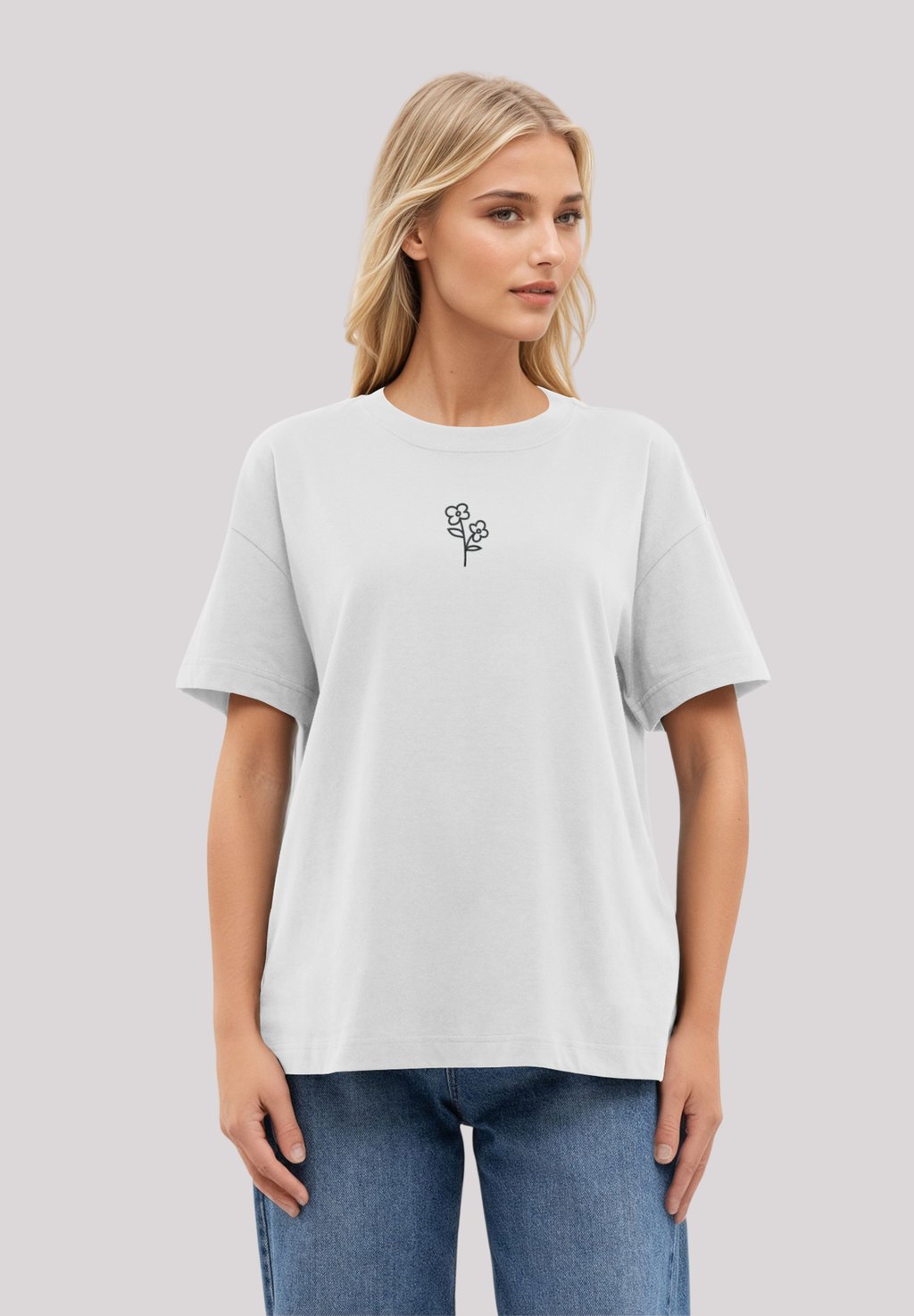 

Футболка с принтом HANDDRAWN FLOWER PINK BESTICKT F4NT4STIC, белый