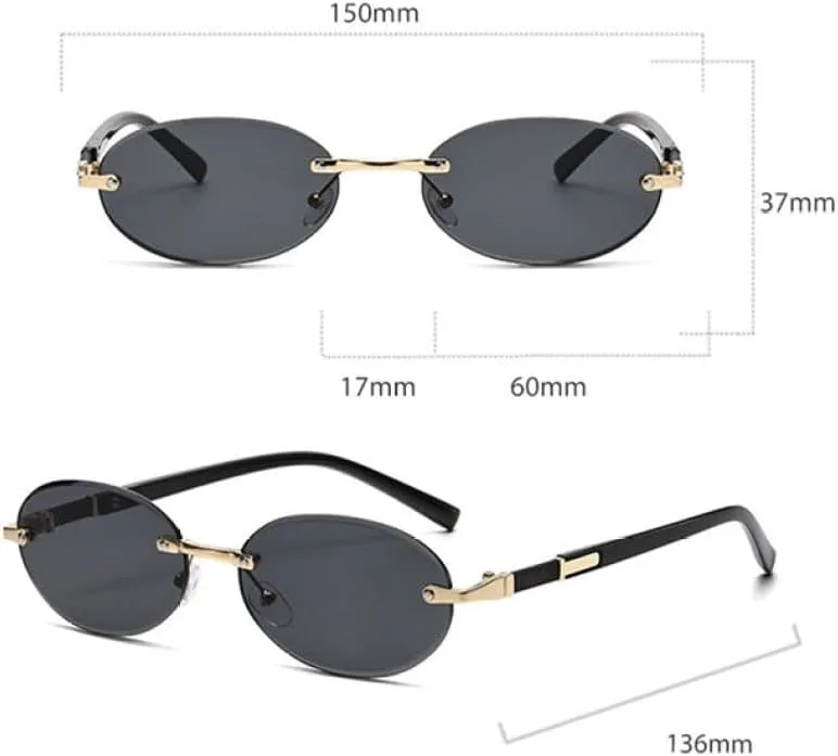 

Роскошные овальные солнцезащитные очки без оправы для женщин, градиентные солнцезащитные очки для активного отдыха с защитой от УФ-излучения TYUVIVO, Blue