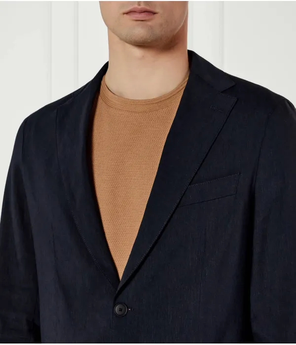 Элегантный льняной жакет p-hanry-flaps-wg-252 Slim fit Boss, синий — фото 4