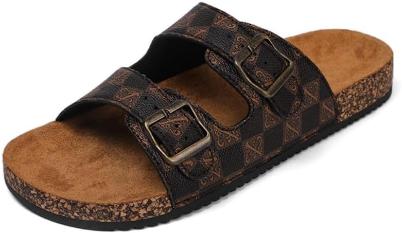 

Мужские сандалии Geerta с двойной пряжкой, широкое корковое стелько, водные шлепанцы, носить легко, пляжные балетки, легкие, дышащие, противоскользящие, домашние клетчатые тапочки, удобная обувь для лета, бассейна, вечеринки, круиза и отпуска, C...