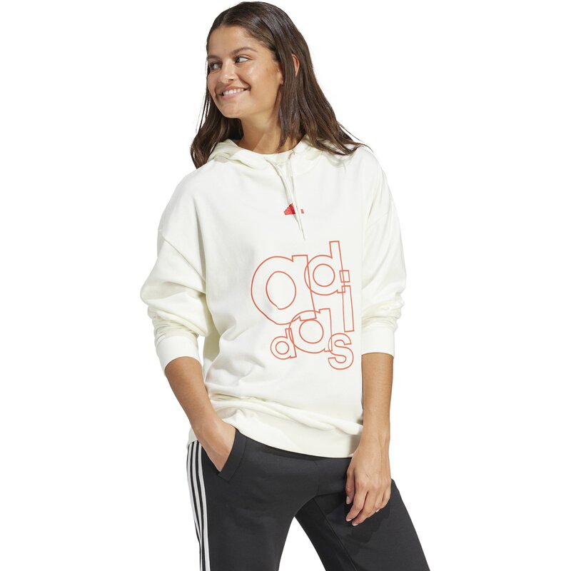 Капузенсвит французский терри с принтом Adidas, белый — фото 4