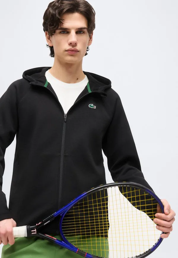 Куртка с капюшоном, классическая толстовка на молнии Lacoste Sport, Black — фото 4