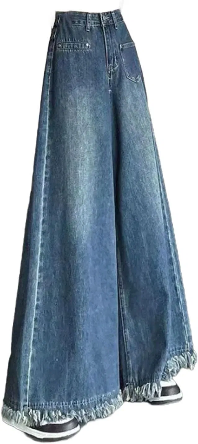 Джинсы с завышенной талией, широкие, Vintage, Dark Blue