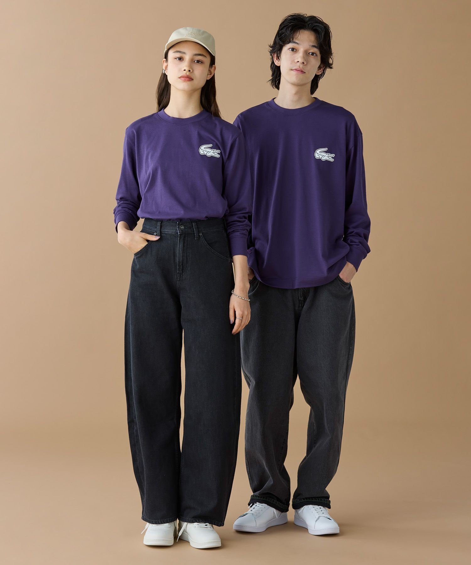 Футболка LACOSTE с принтом на спине, фиолетовая