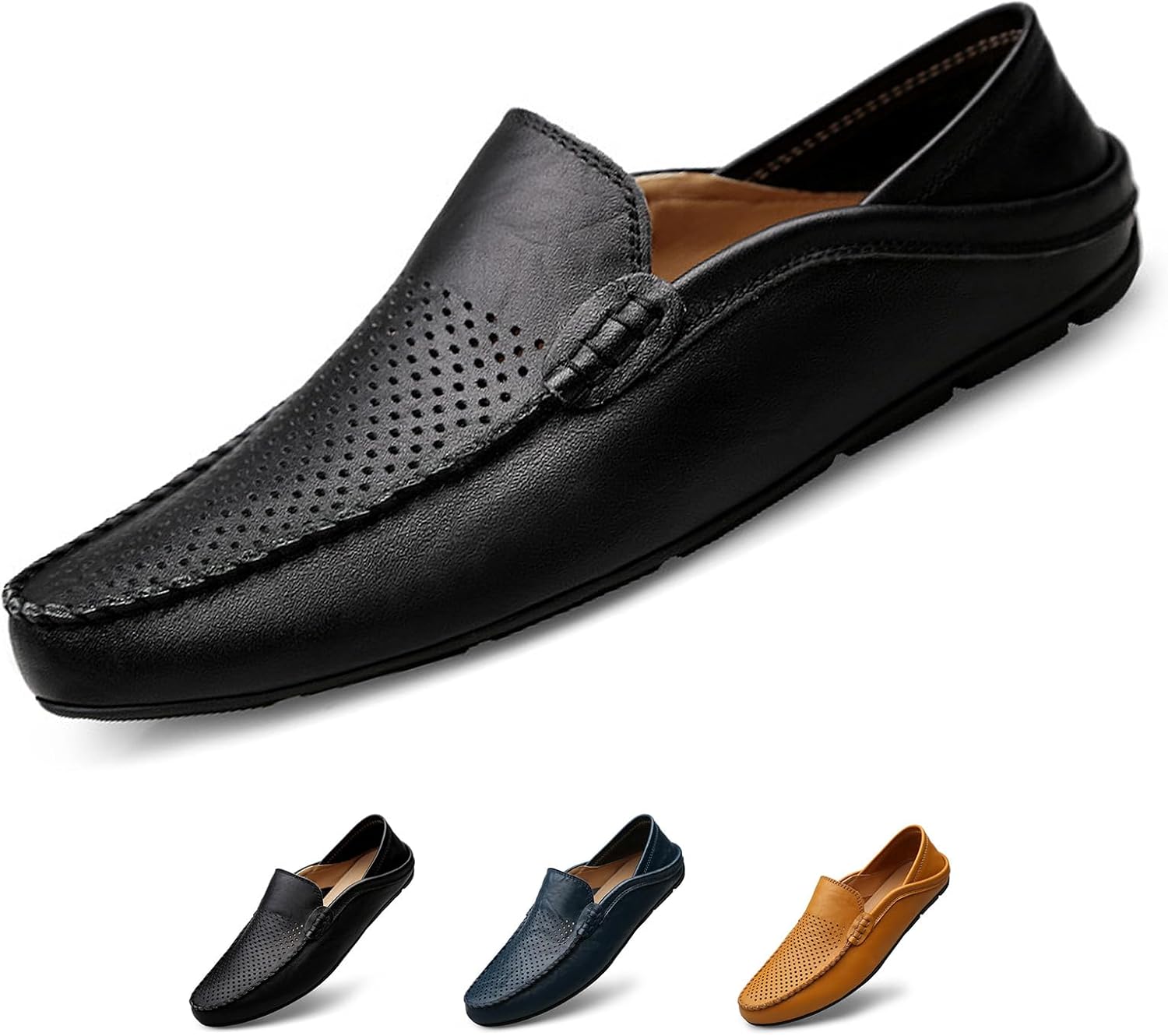 

Классические комфортные повседневные мужские кожаные лоферы с плоской подошвой Optigard, черный