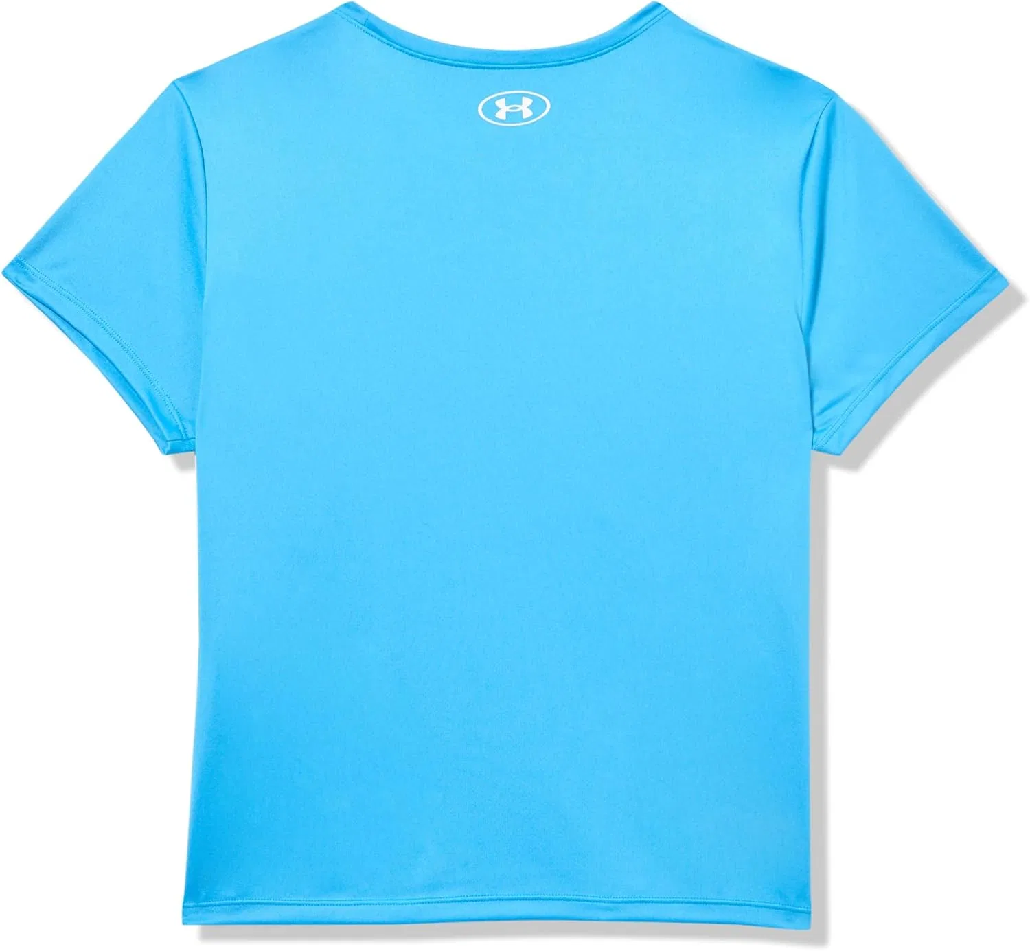 Футболка с коротким рукавом Under Armour Girls' Tech Split Wordmark, Ether Blue / Halo Gray / White — фото 3