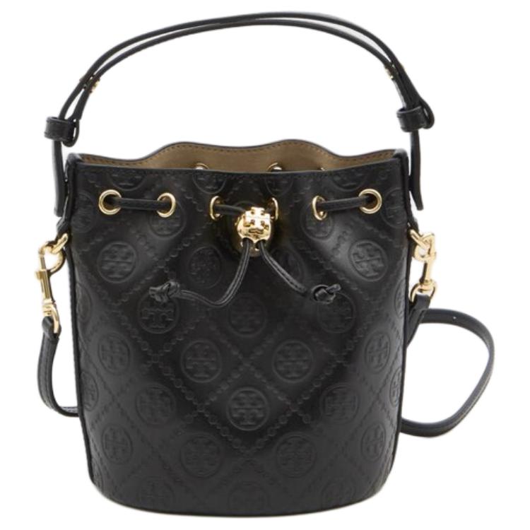 

TORY BURCH Кожаная мини-сумка-ведро с монограммой T черная