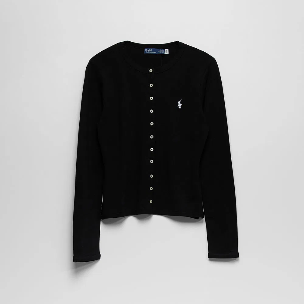 Женский сетчатый кардиган с длинными рукавами чёрный от Polo Ralph Lauren