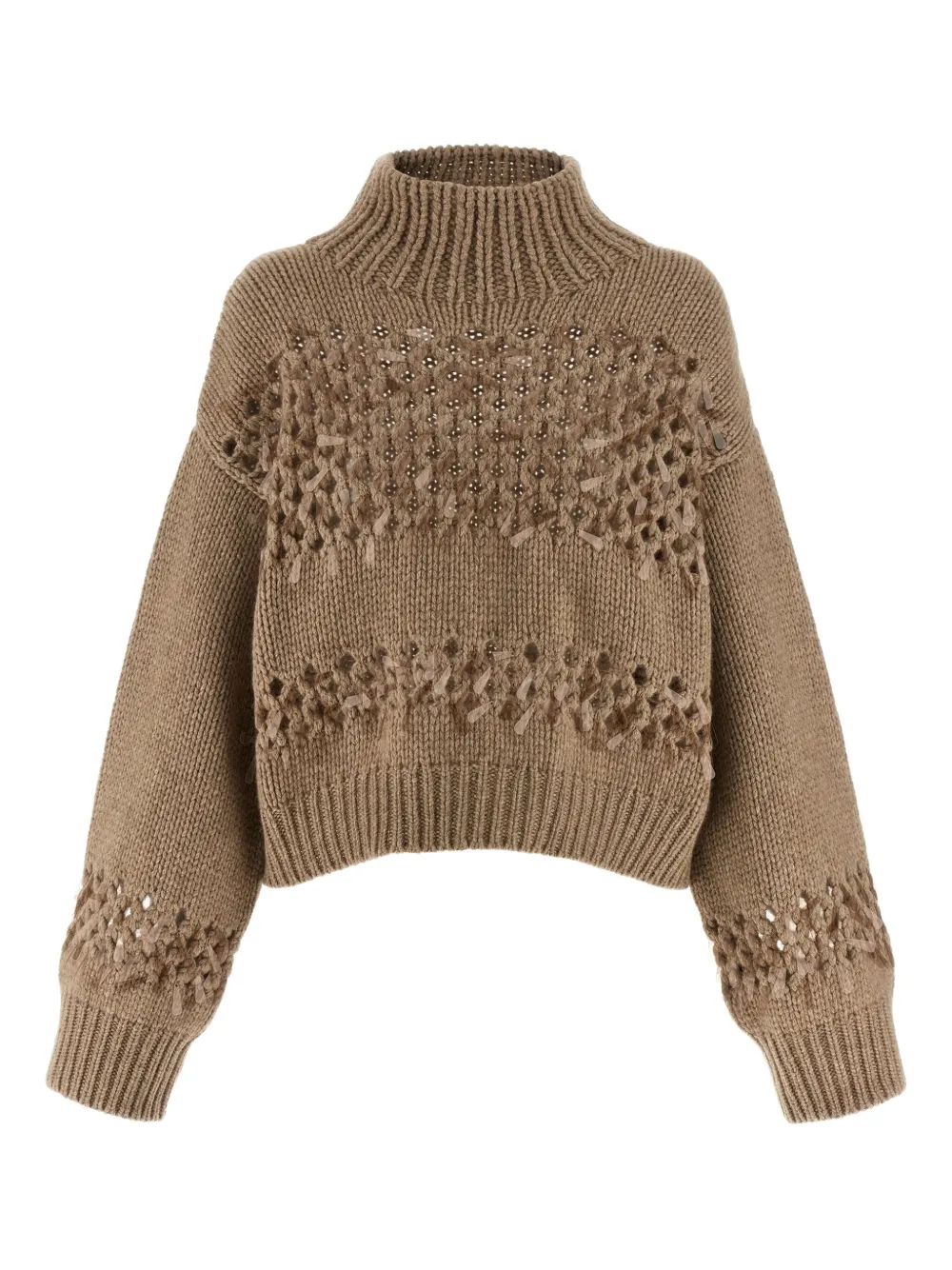 

Свитер в крупную вязку с заниженной линией плеч Brunello Cucinelli, коричневый