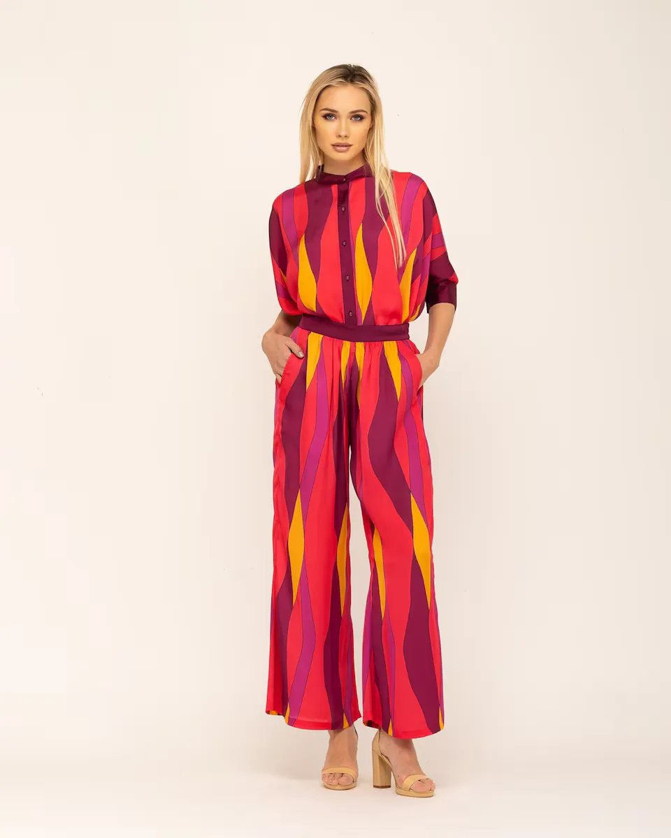 

Женские широкие брюки с эластичным поясом и поясом сзади Niza, цвет Rosa