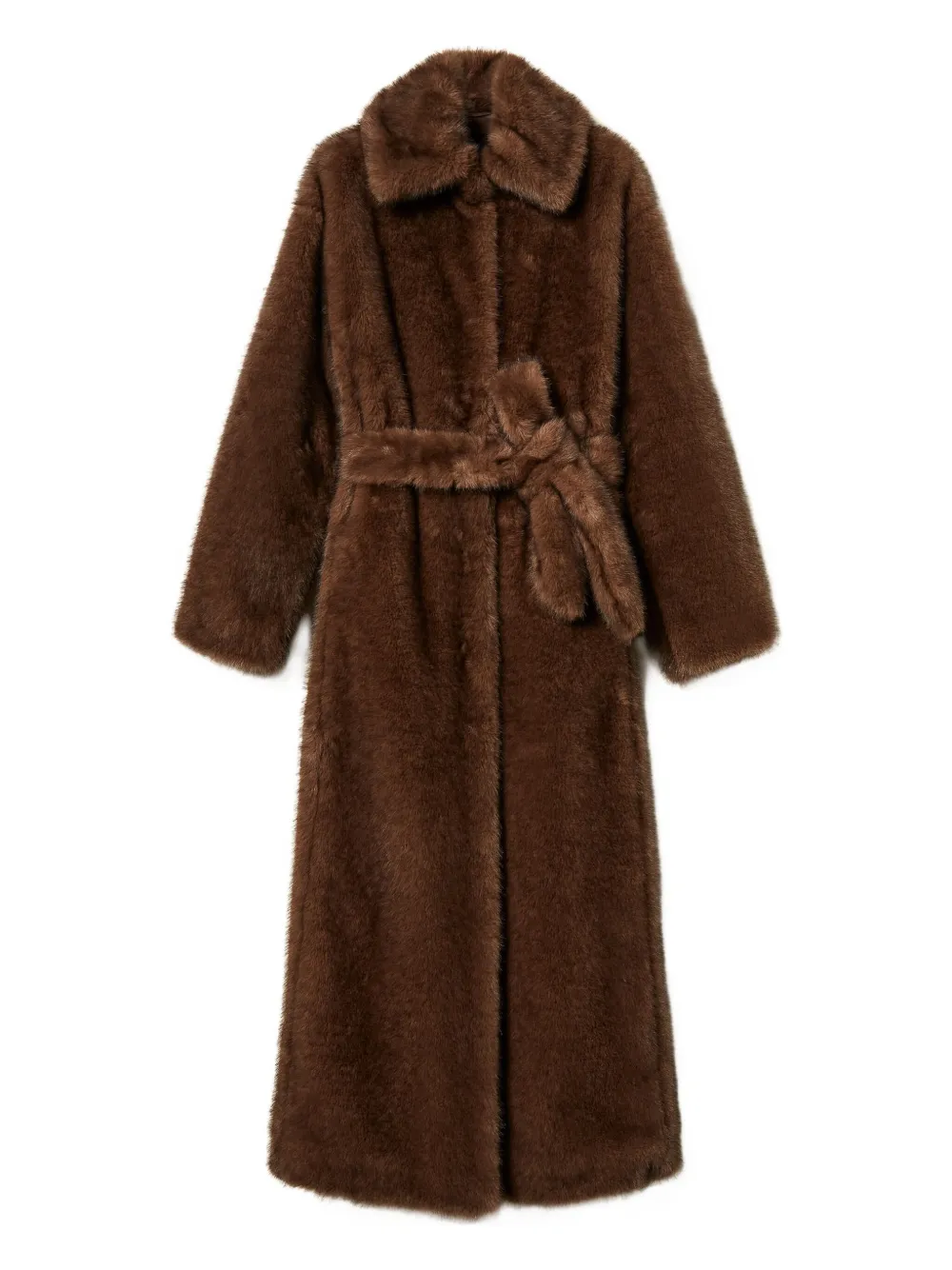 

Пальто из искусственного меха с поясом TWINSET, коричневый