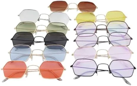 

Модные солнцезащитные очки для женщин в шестиугольной металлической оправе с зеркальными линзами, винтажные солнцезащитные очки для женщин MTZJH, C6 Gold Red