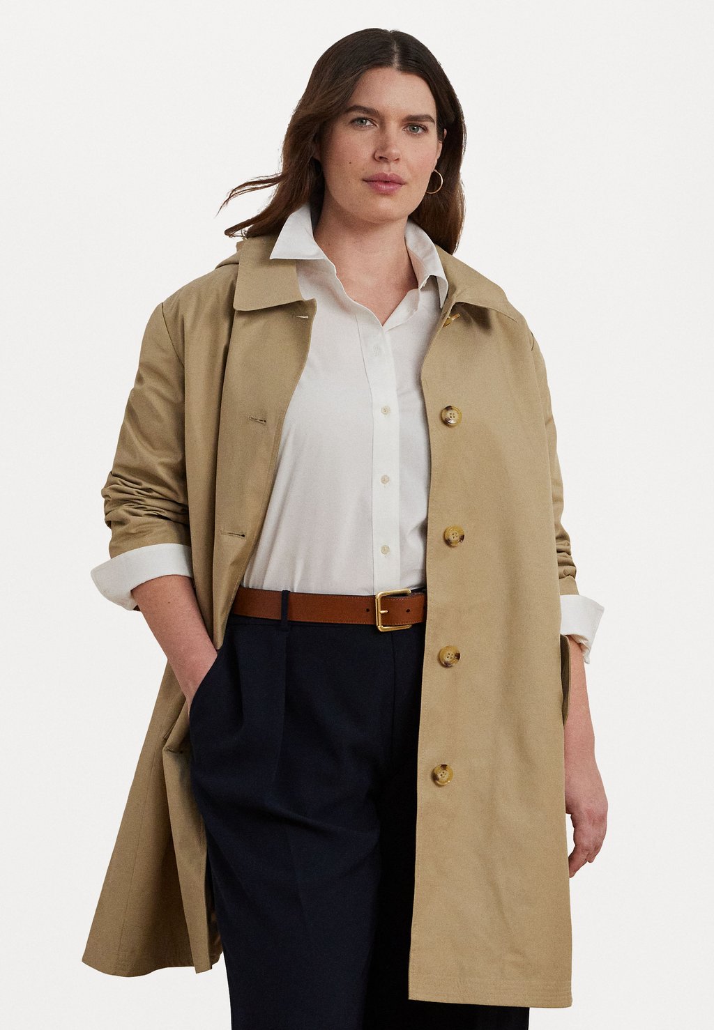 

Классическое пальто HOODED COTTON BLEND BALMACAAN COAT Lauren Ralph Lauren Woman, бежевый