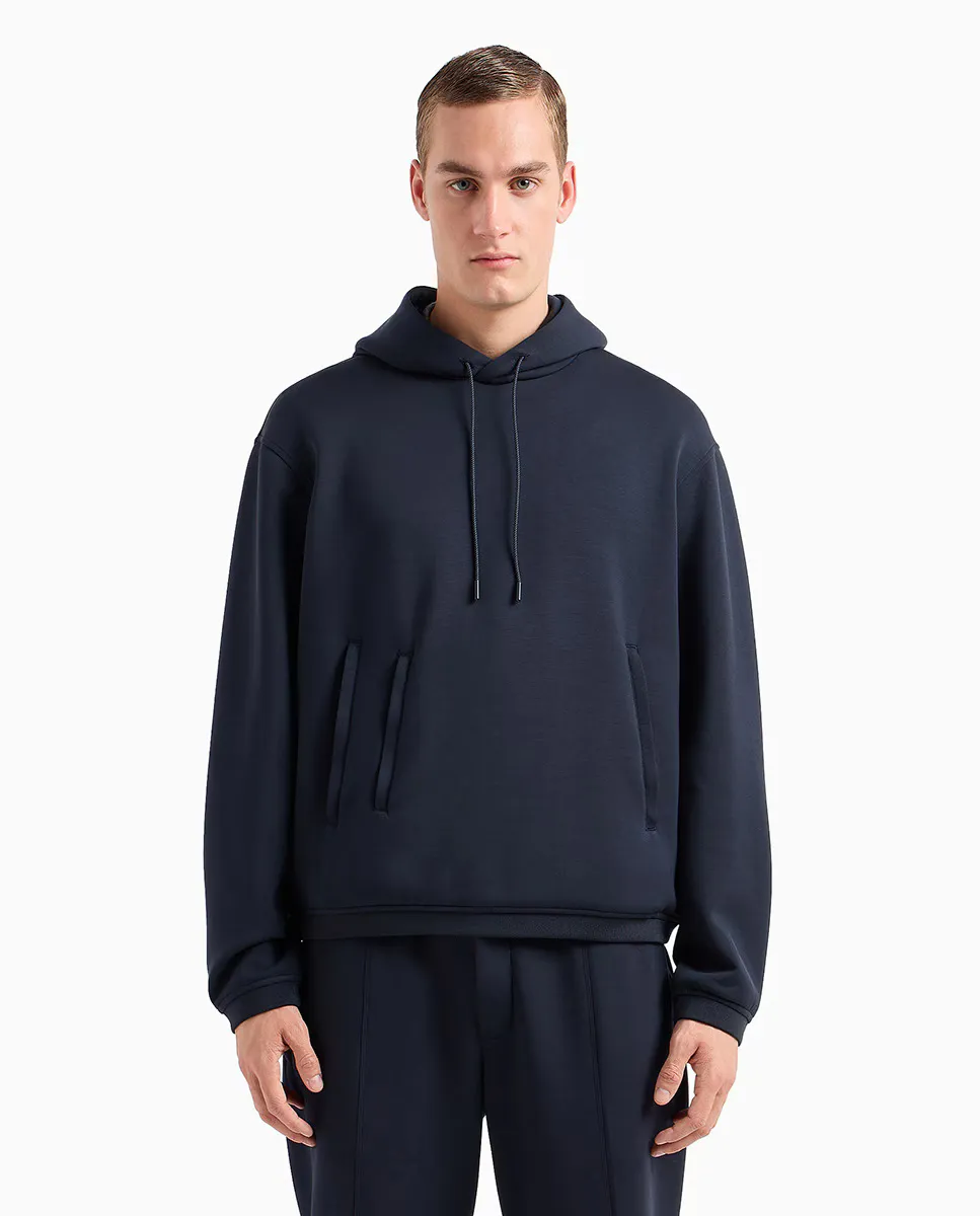 

Мужская толстовка с капюшоном и карманом Emporio Armani, темно-синий