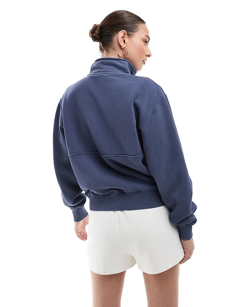 Толстовка Superdry Essential с логотипом и молнией на половину длины в цвете Lauren Navy. — фото 2