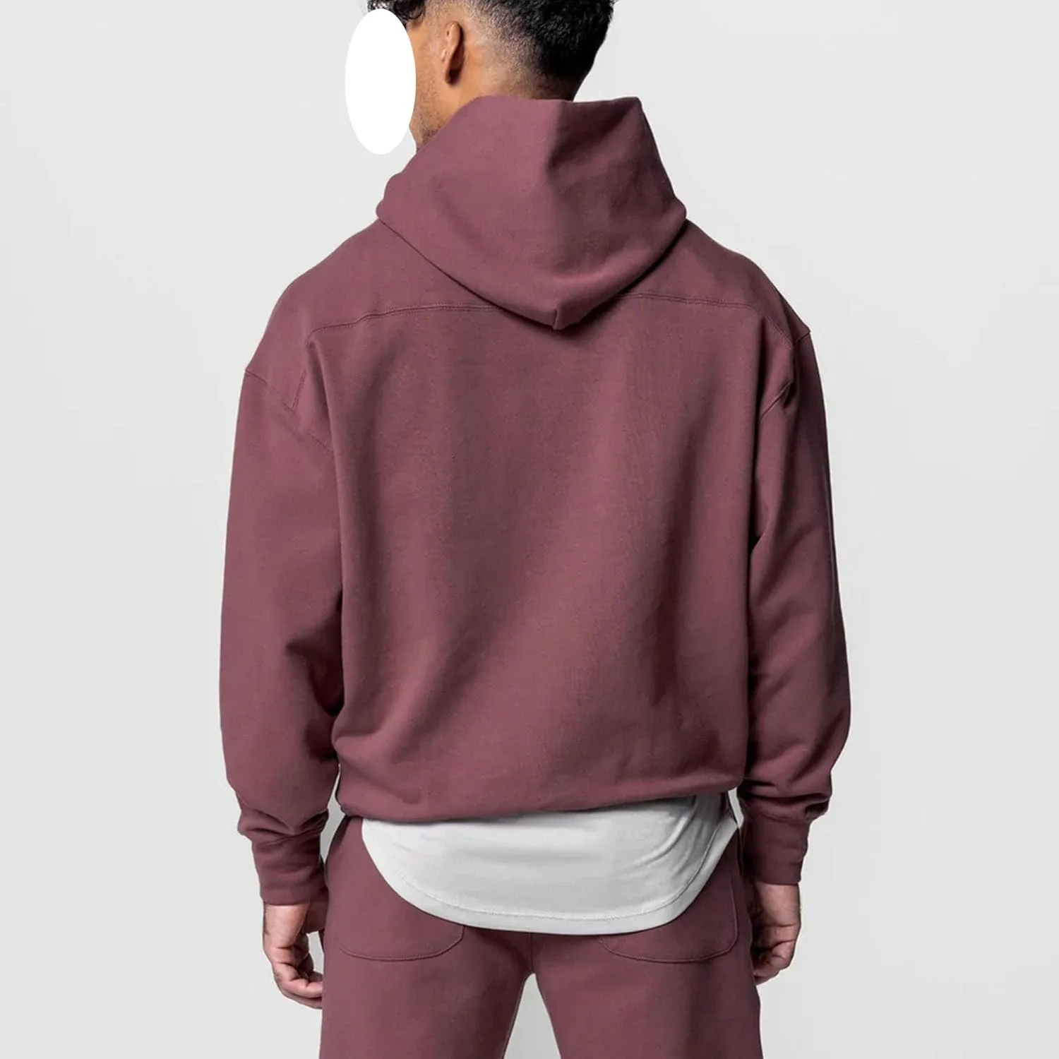 Мужской однотонный теплый худи Midweight Fleece с карманами и шнурком — фото 3