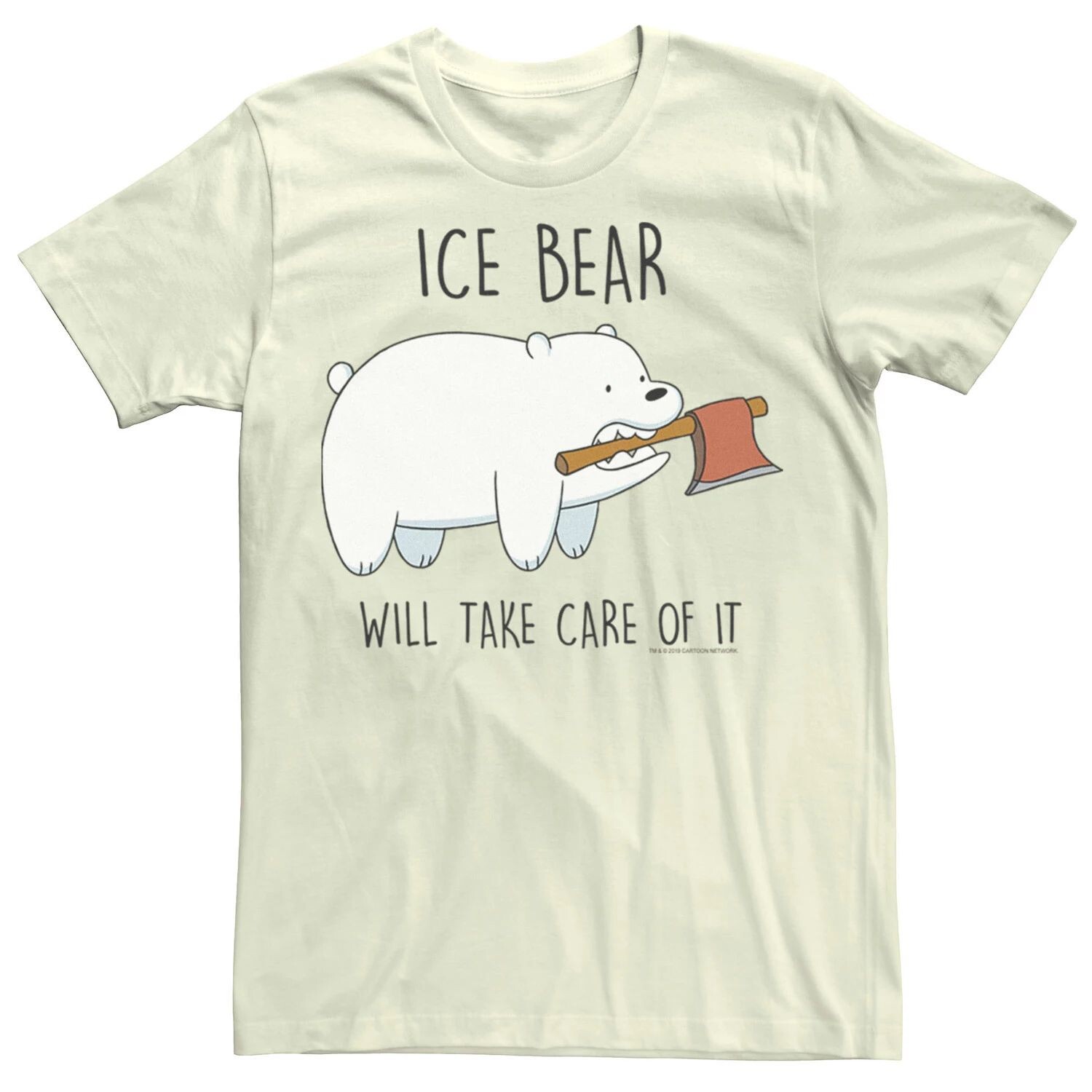 

Мужская футболка с топором Cartoon Network We Bare Bears Ice Bear Take Care Of It Licensed Character