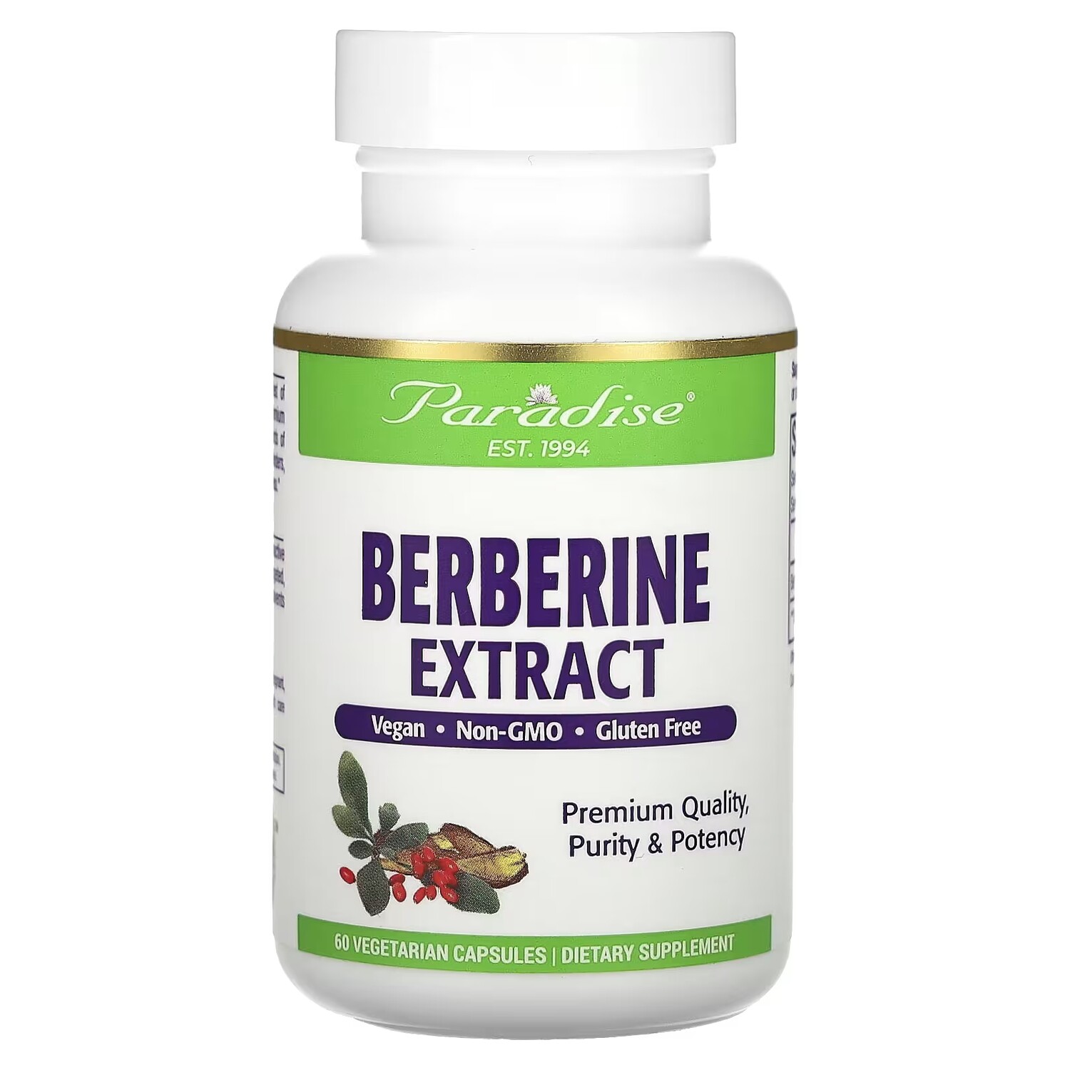 

Экстракт берберина Paradise Herbs, 60 вегетарианских капсул