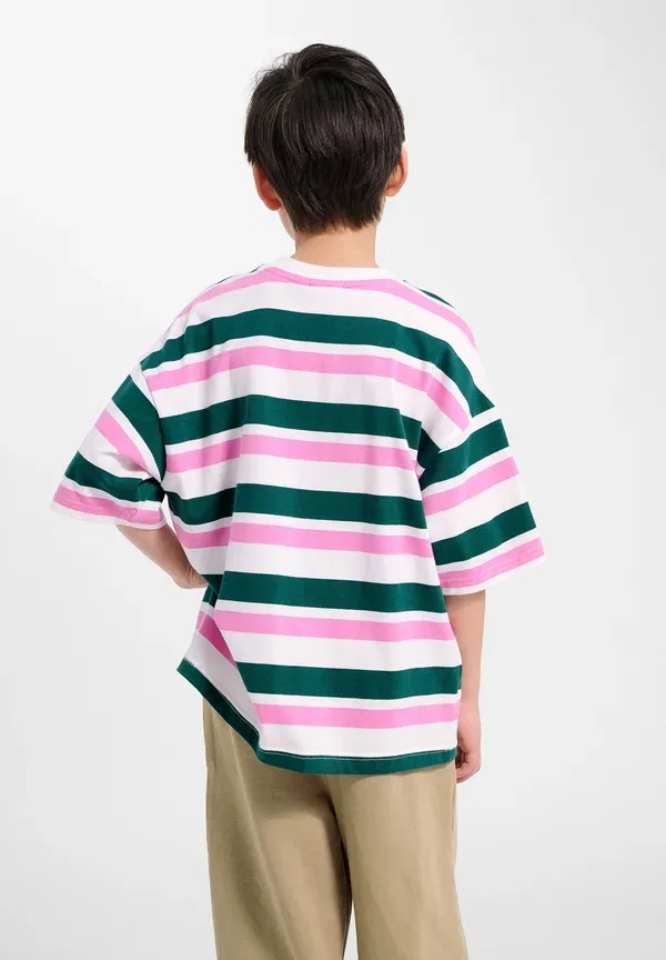 Футболка Hummel Hmljr silly s/s boxy stripe print t-shirt, лесной биом — фото 3