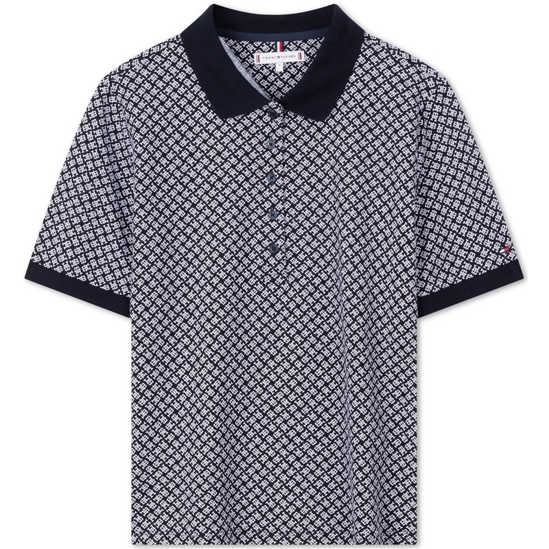 

Футболка поло женская Tommy Hilfiger, черно-белая вышивка 0G1
