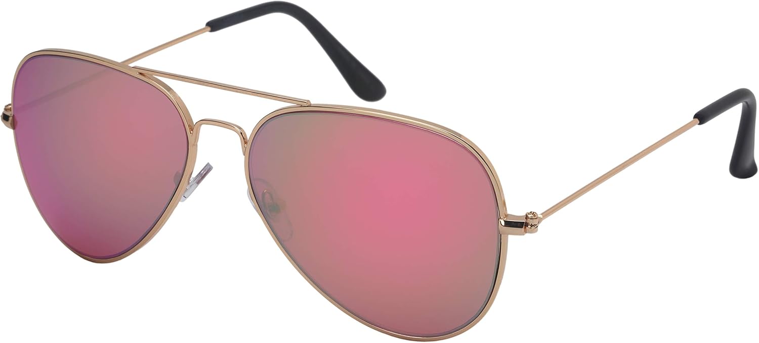 

Солнцезащитные очки Edge I-Wear Classic Aviator с зеркальными линзами, в стиле милитари, для мужчин и женщин, артикул 25095A-REV-3(G.pkrev) EDGEIWEAR, Mirrored: Gold Frame/Pink Mirrored Lens