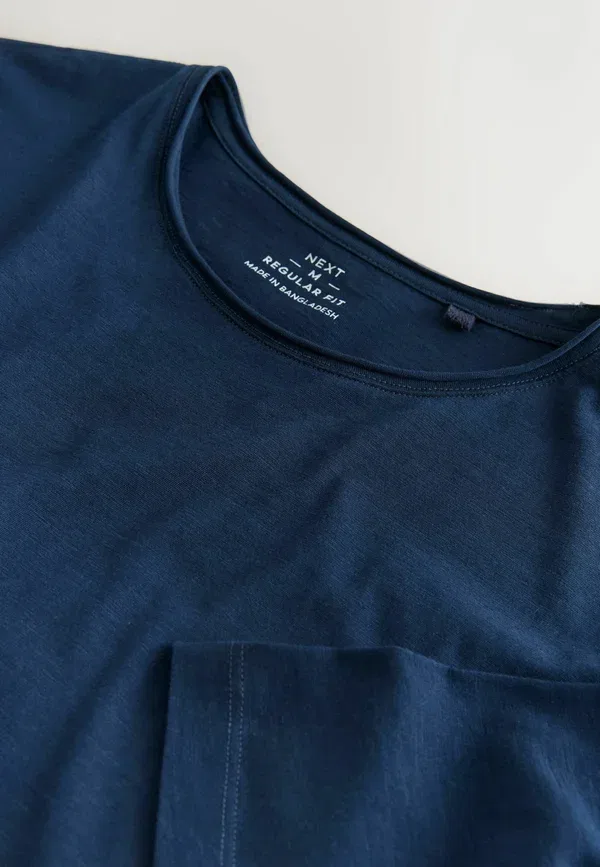 Футболка Regular Fit, Next, модель lightweight slub raw edge neck t-shirt, цвет темно-синий — фото 2