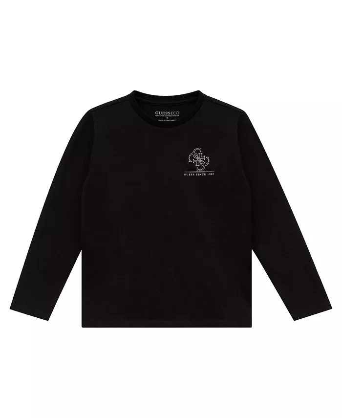 

Мальчиковая футболка с длинным рукавом и принтом на спине Guess, черный