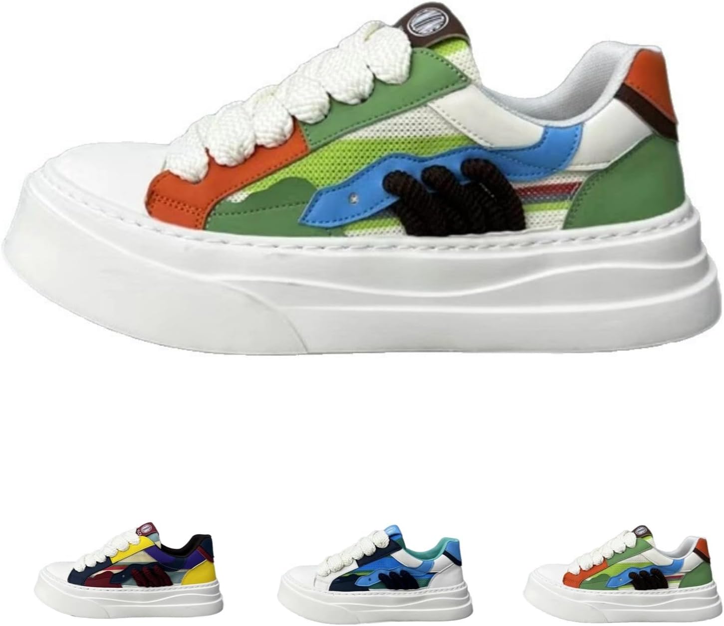 

Мужские кроссовки MACEFIL с цветными вставками, массивная подошва, модная платформа, толстые шнурки, дышащие повседневные кроссовки для мужчин, зеленый