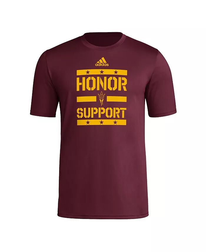 Футболка мужская темно-бордовая Arizona State Sun Devils Honor Support Pre-Game adidas — фото 2