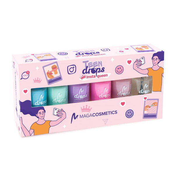 

Набор: лак для ногтей instaqueen v.02, 6х6 мл. Maga Cosmetics Teen drops