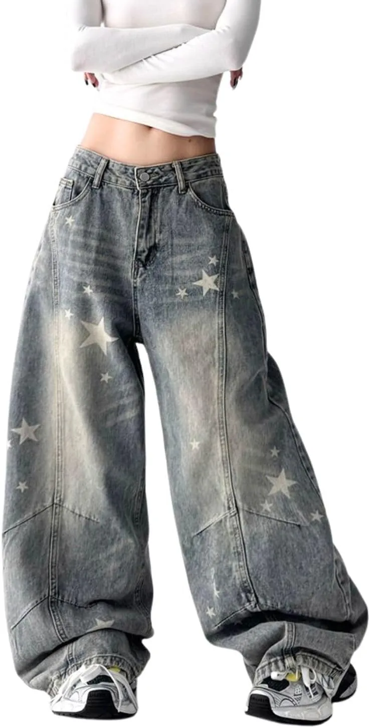 

Брюки джинсы Baggy для женщин, широкие, с вышивкой и аппликацией PEAINJ