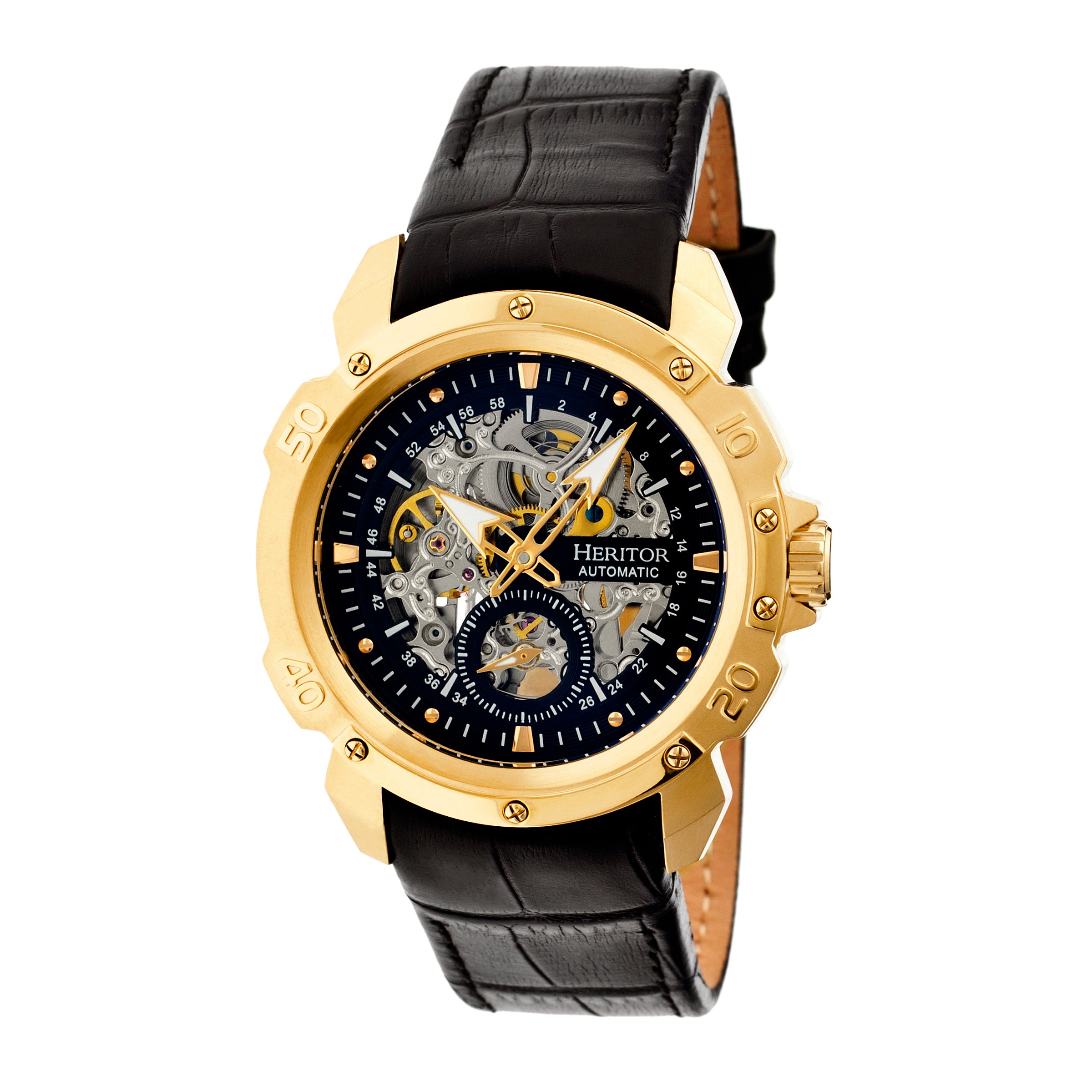 

Часы Conrad Skeleton с кожаным ремешком Heritor Automatic, золотой